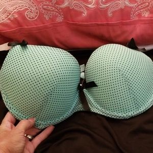 Teal & Black Polka Dot Bra. Size 40 C